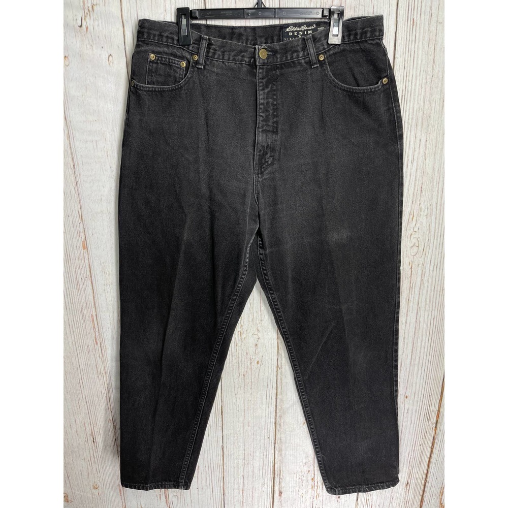 Vintage 90s Eddie Bauer High Waisted Mom Jeans Women 18 Gray/black Classic Denim